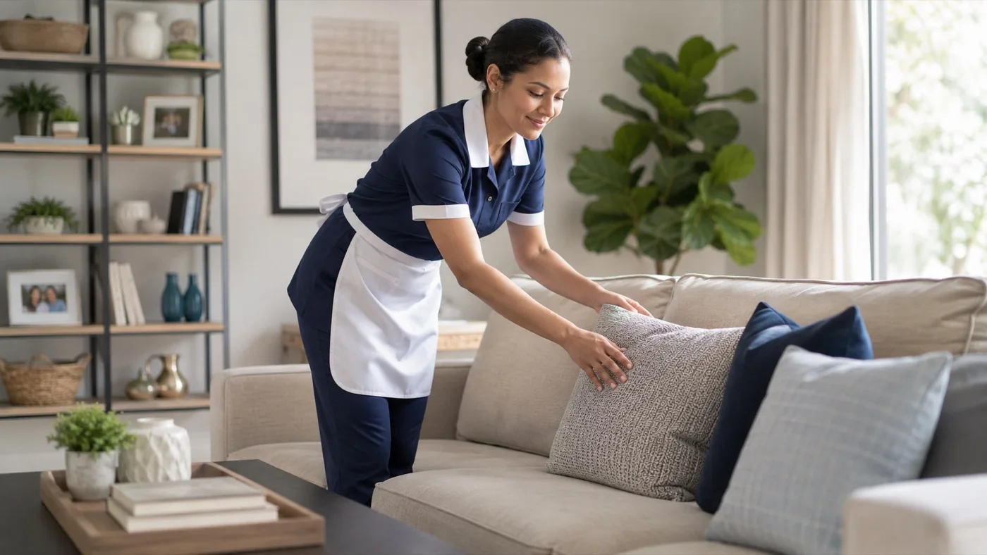 Professional housekeeper working in a family home
