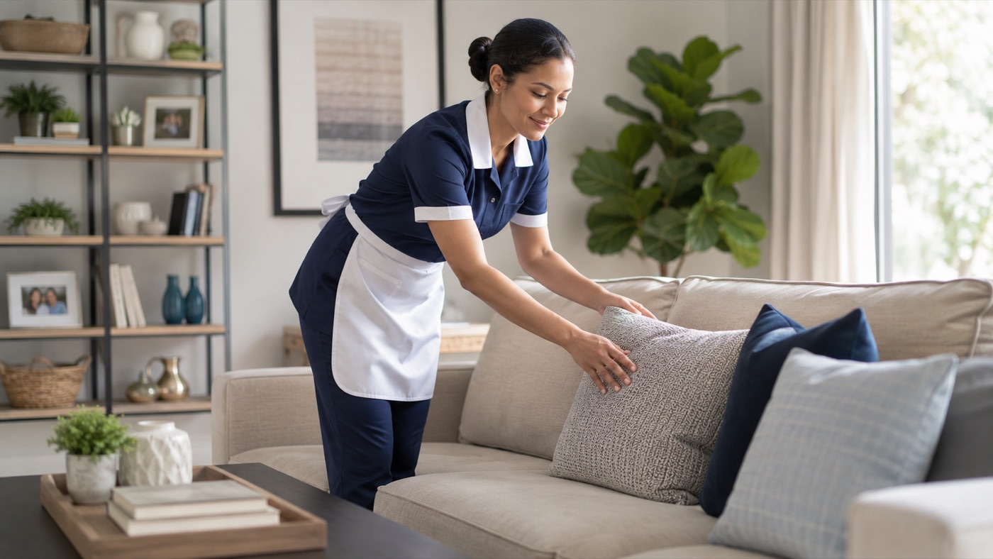 Professional housekeeper working in a family home