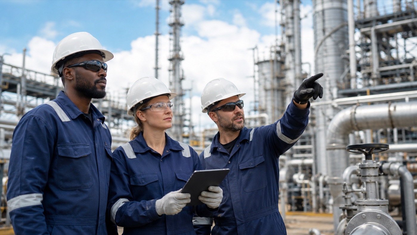 Oil and gas workforce at a petroleum facility in Iraq